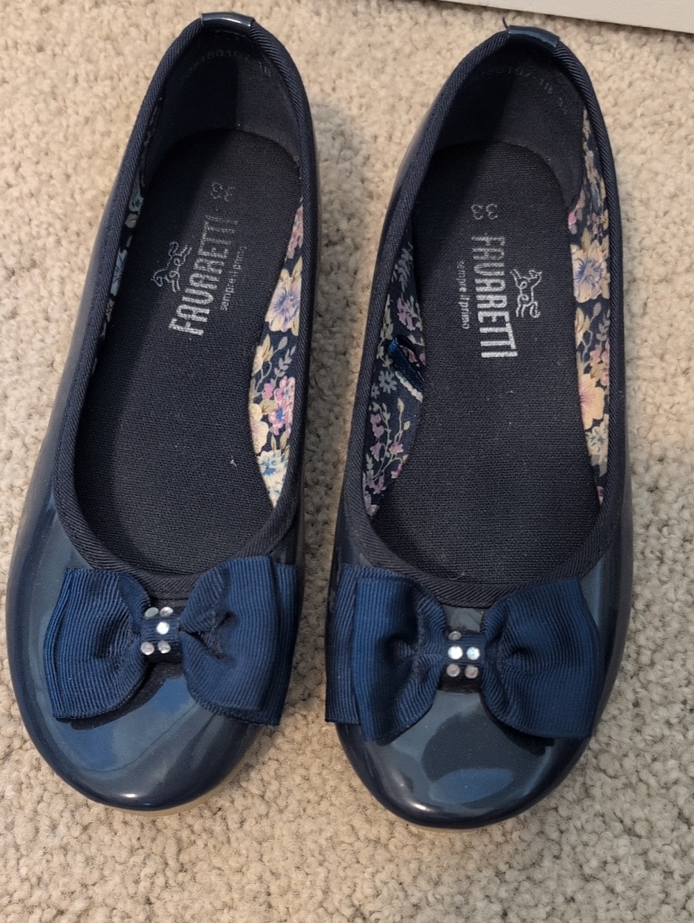 Girls' Navy Bow Dress Flats by